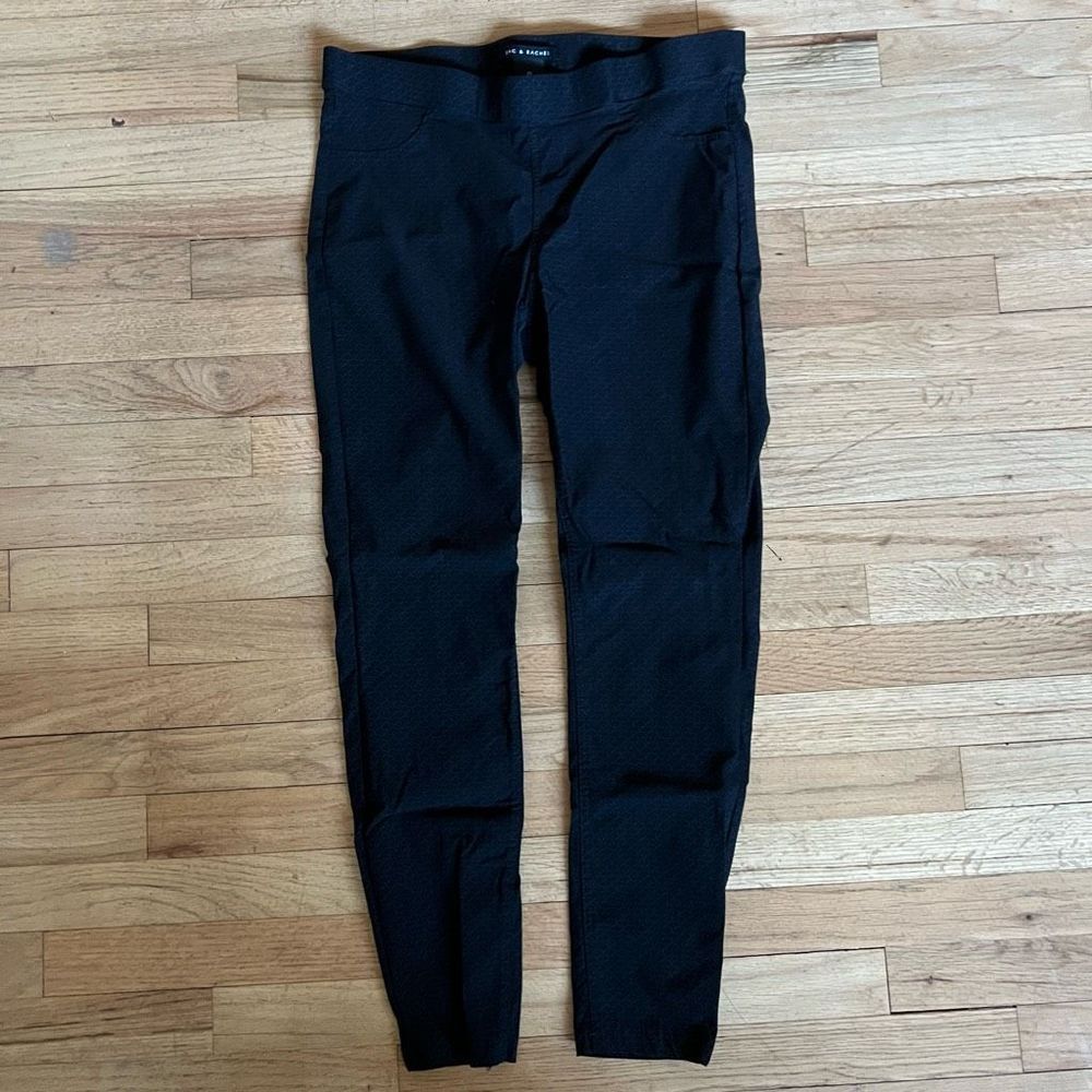 Zac & Rachel black diamond pattern skinny stretch pants 12